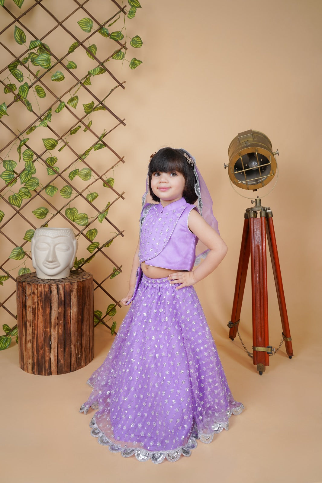 Purple Lengha Choli With Matched Dupatta And Bags