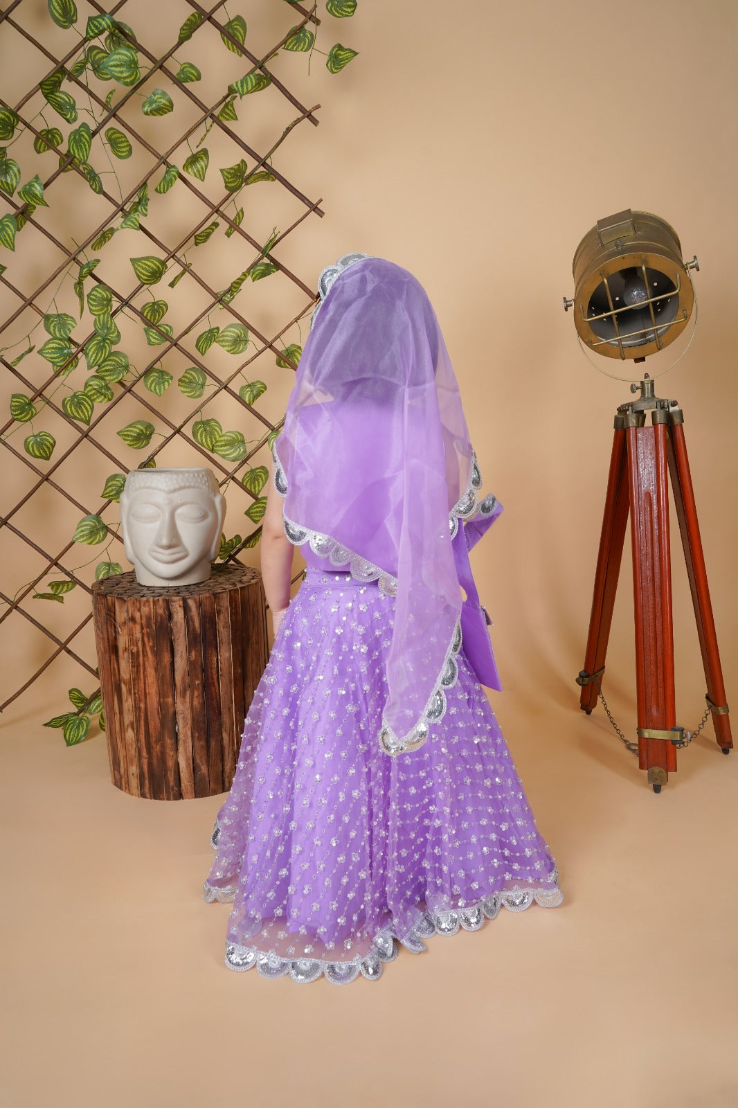 Purple Lengha Choli With Matched Dupatta And Bags