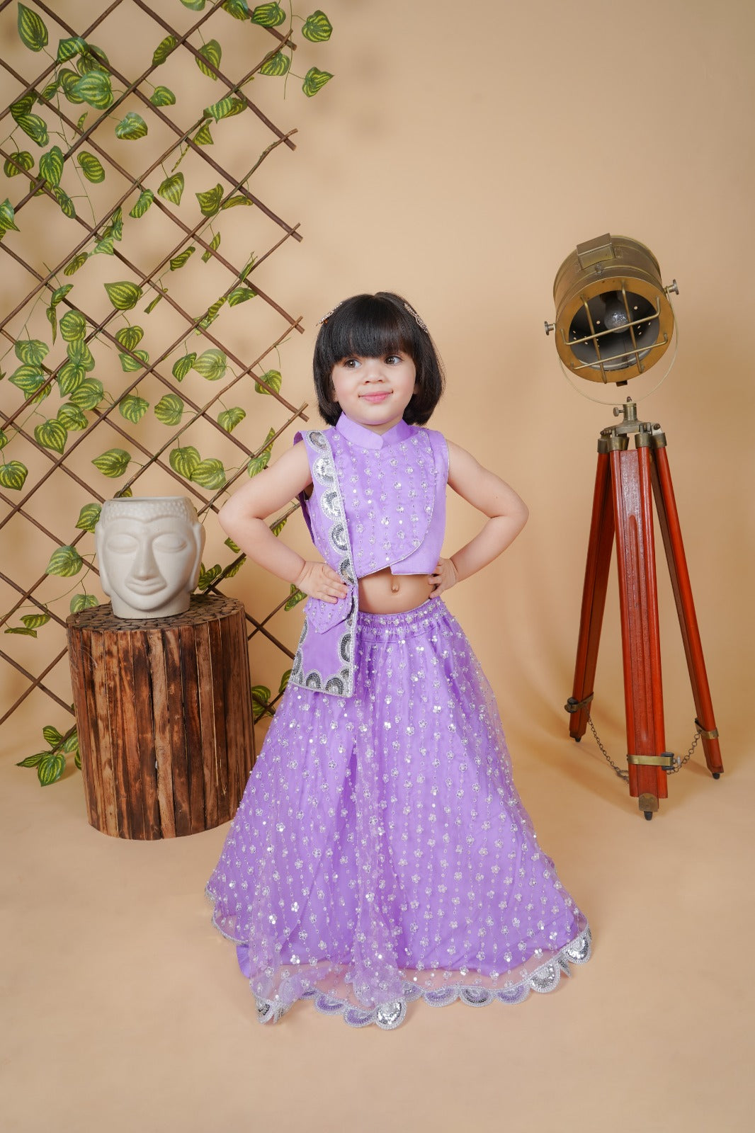 Purple Lengha Choli With Matched Dupatta And Bags