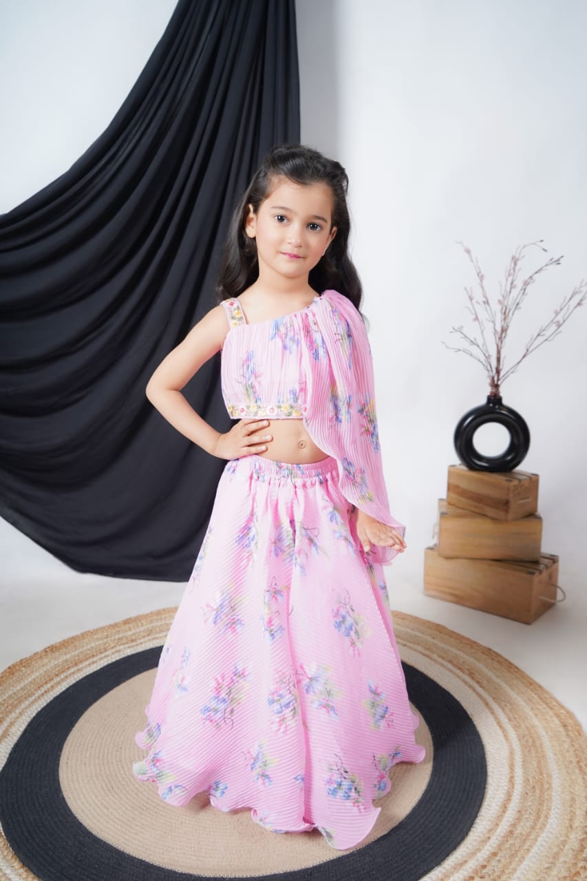 Pink Printed Lengha Choli