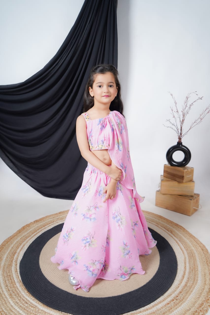 Pink Printed Lengha Choli