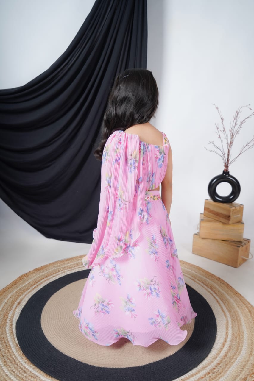Pink Printed Lengha Choli