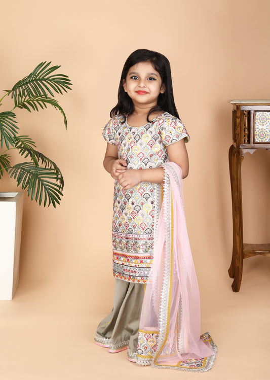 Embroidery Work Kurti Sharara