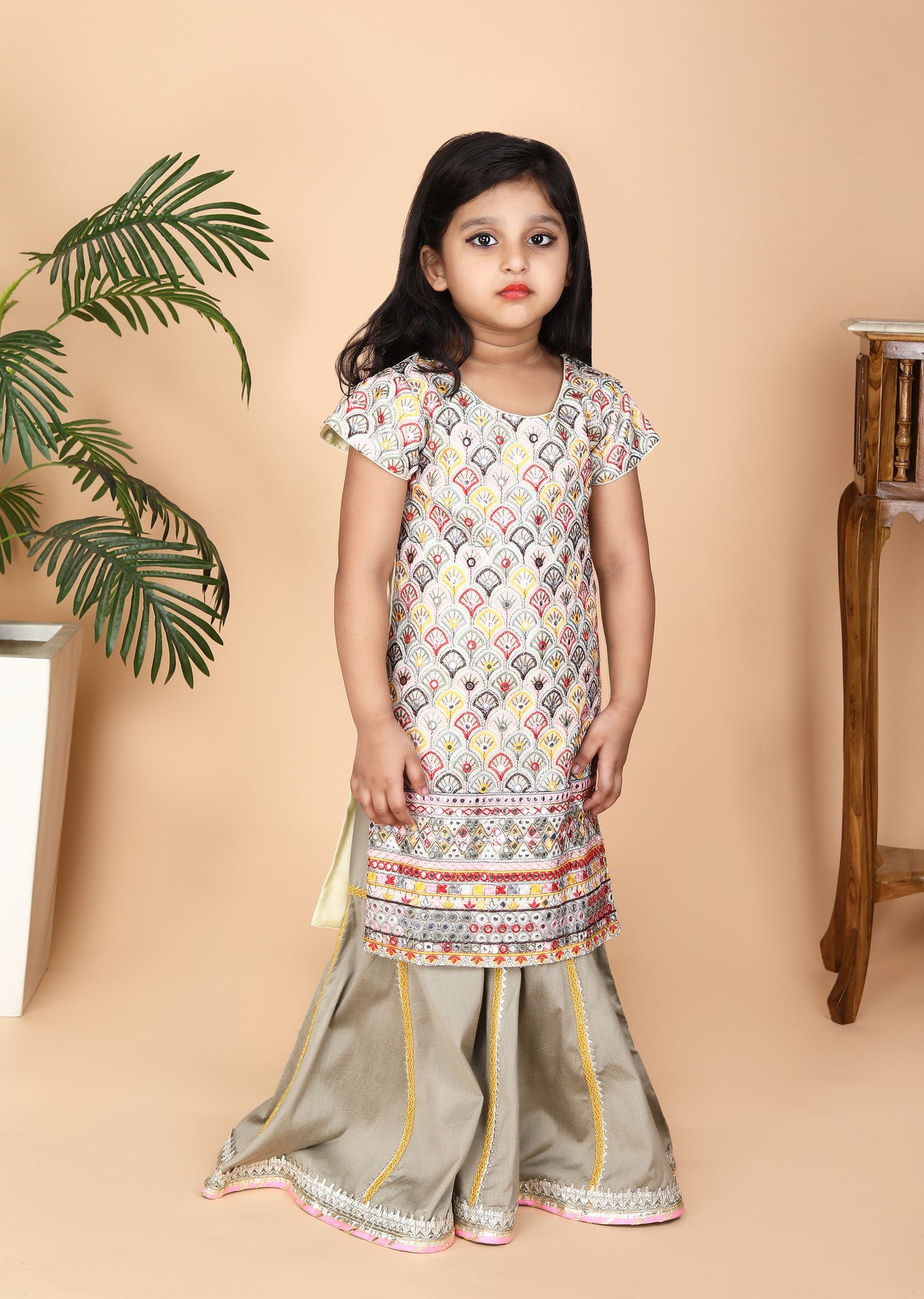 Embroidery Work Kurti Sharara