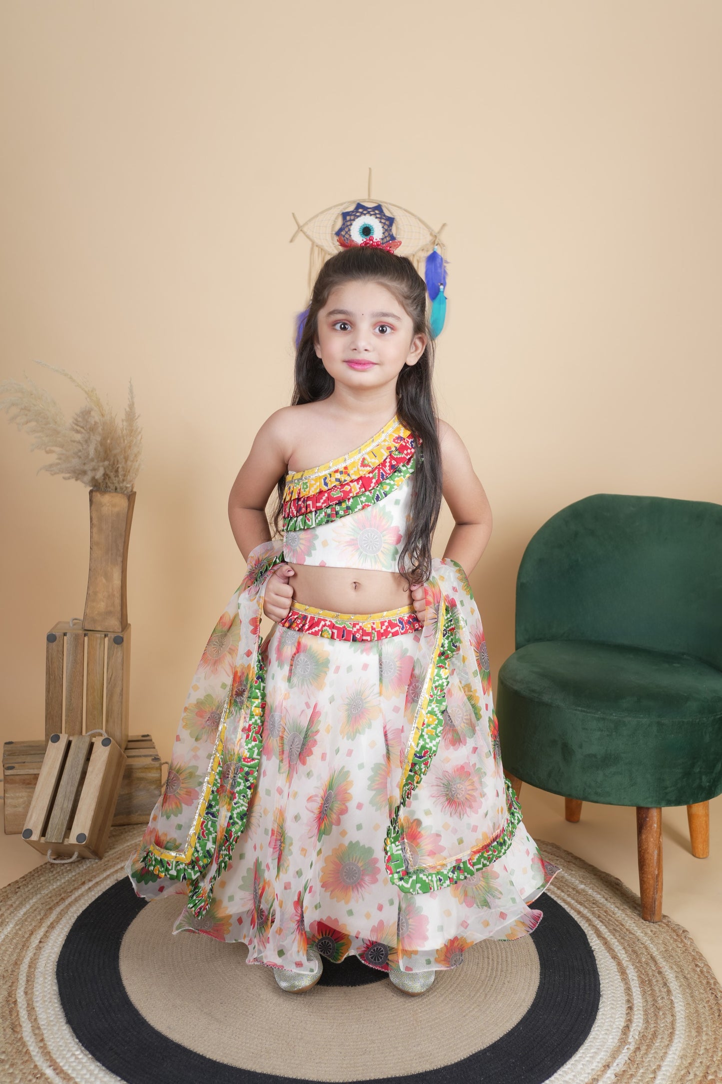 White Printed Lengha Choli