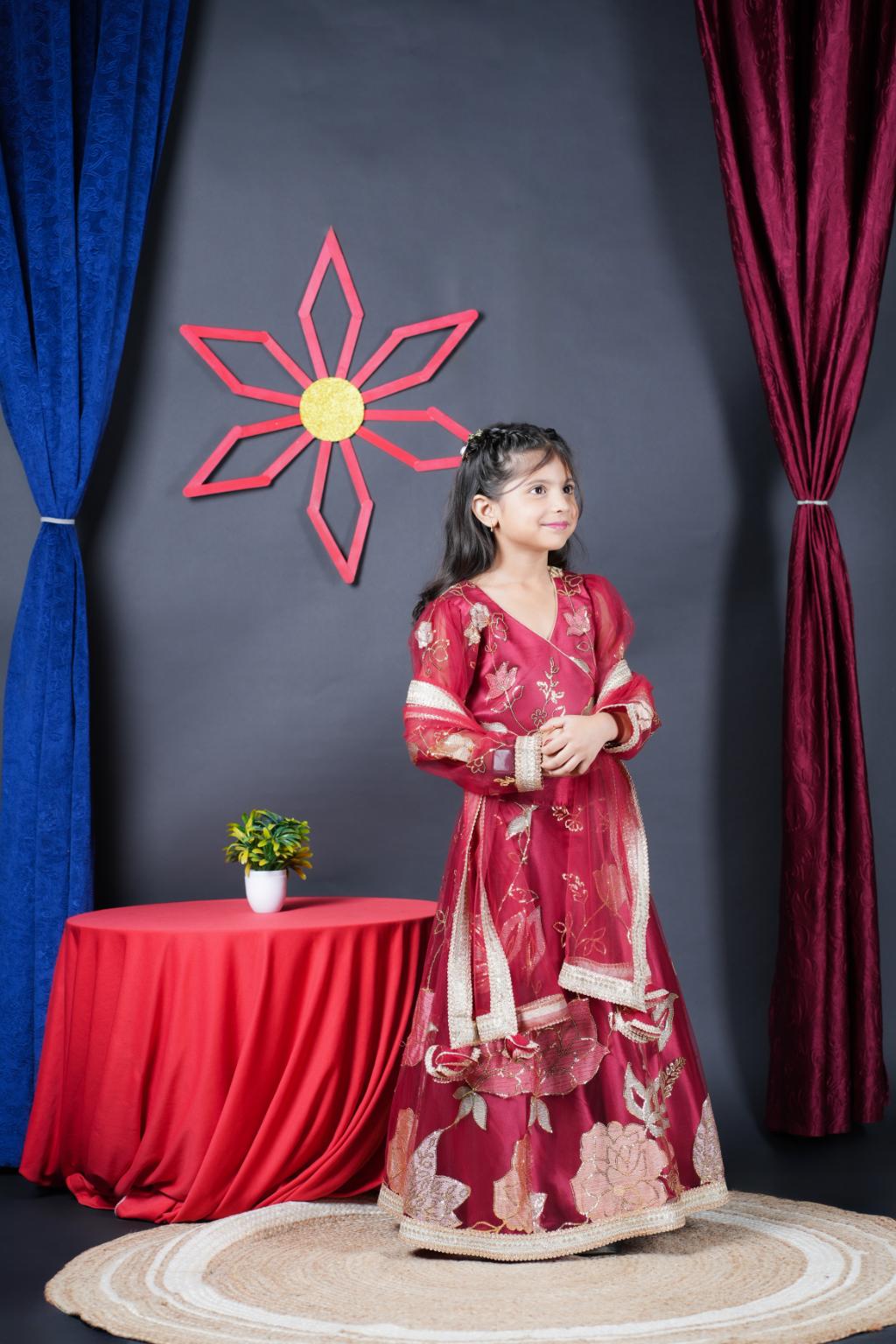 Maroon Embroidery Lengha choli