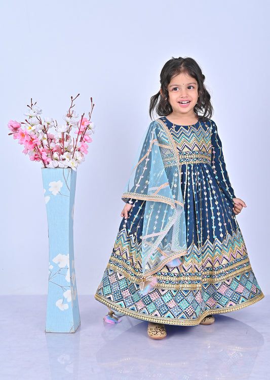 Petrol Blue Anarkali