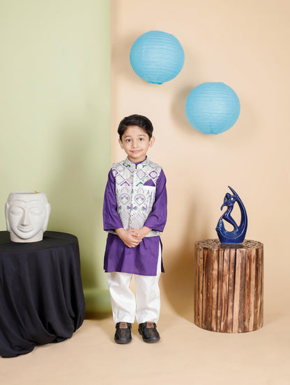 Brocade jacket Cotton kurta pant for cute Kids