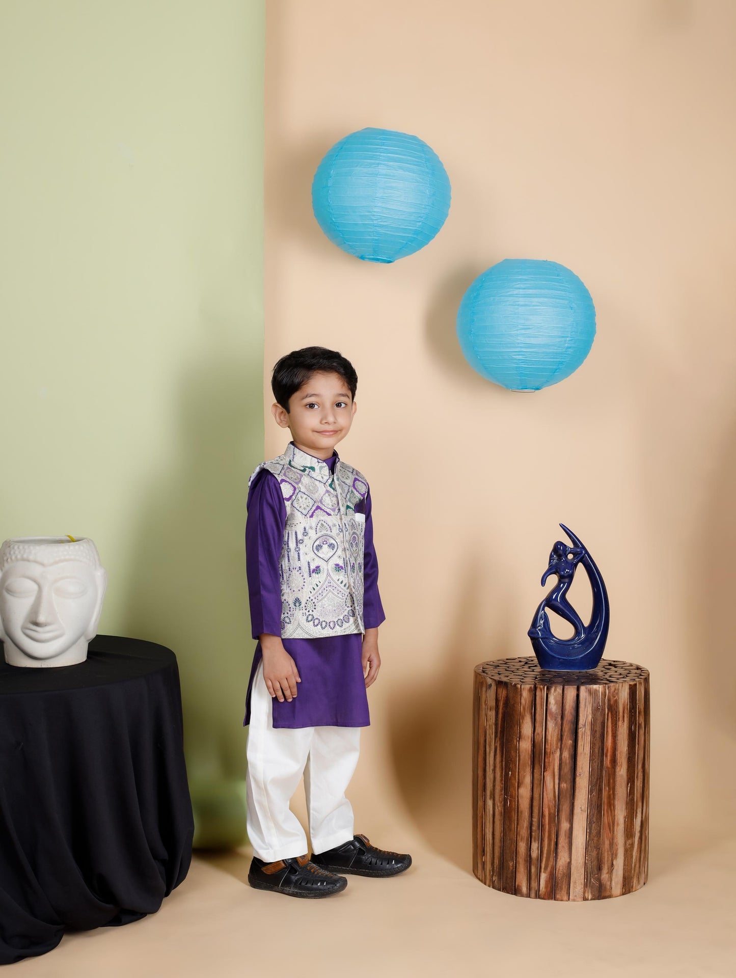 Brocade jacket Cotton kurta pant for cute Kids