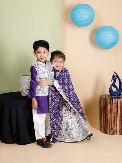 Brocade jacket Cotton kurta pant for cute Kids