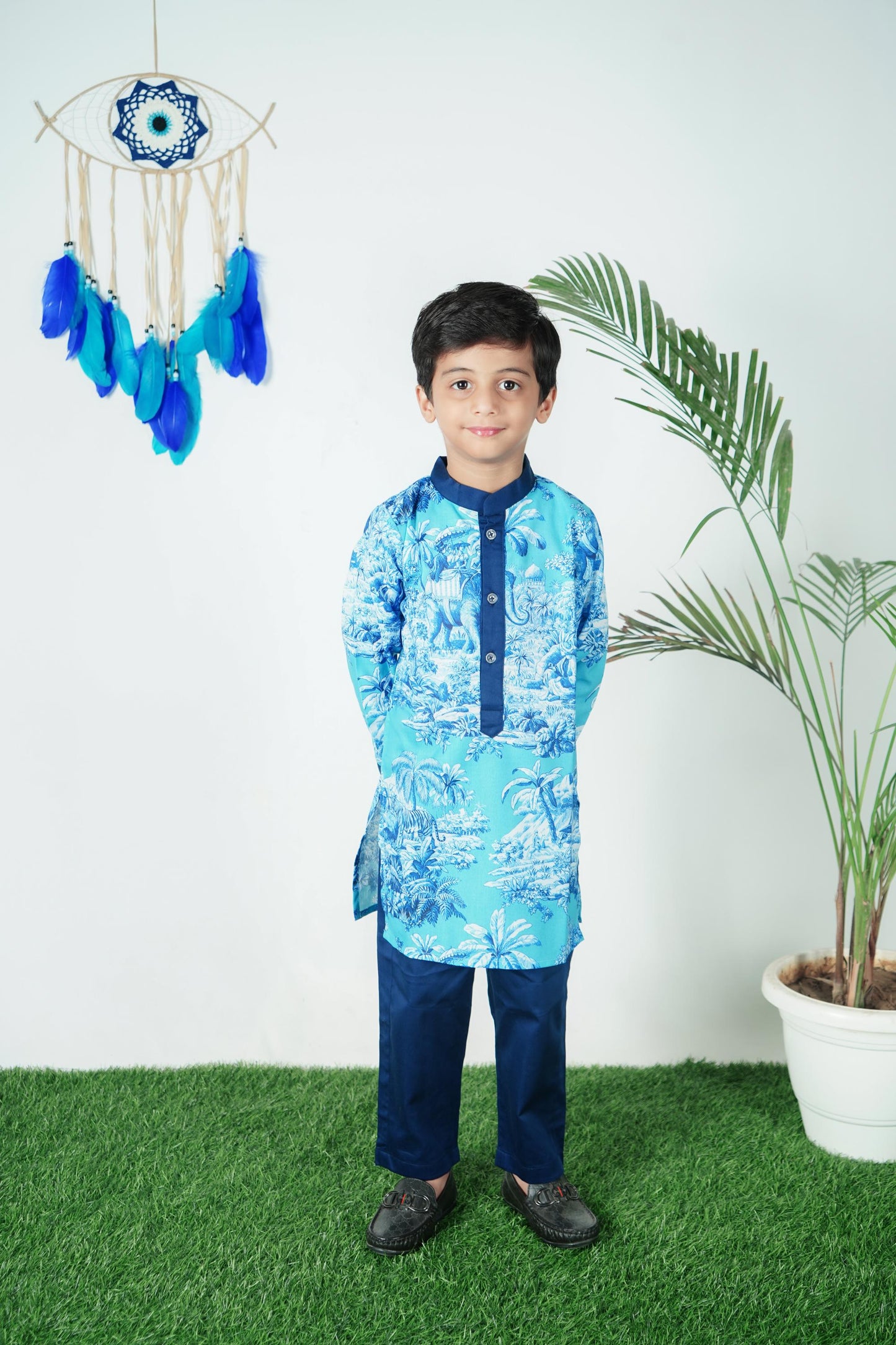 Blue Printed kurta Pant