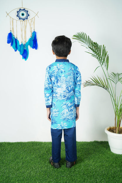 Blue Printed kurta Pant