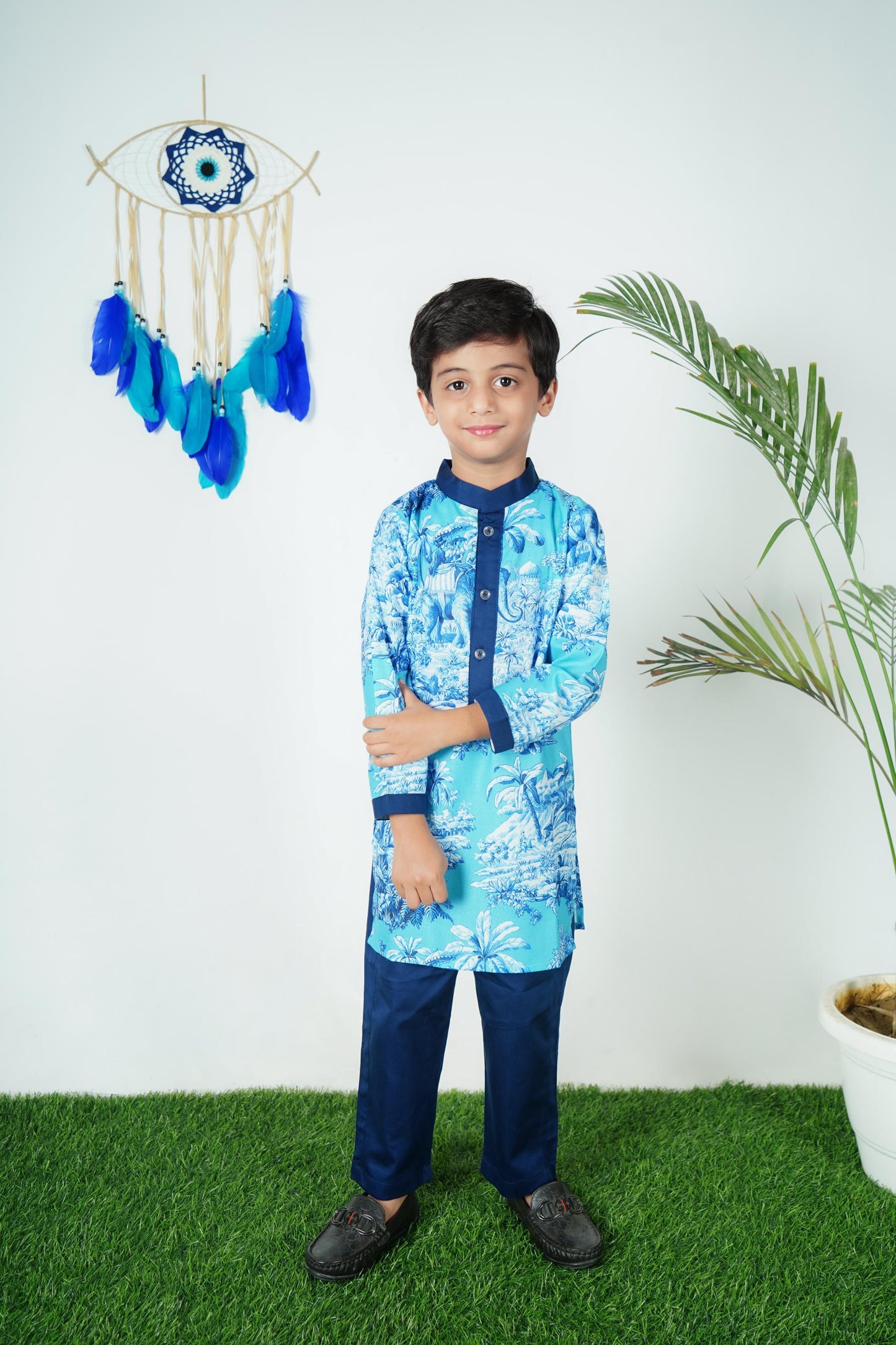 Blue Printed kurta Pant