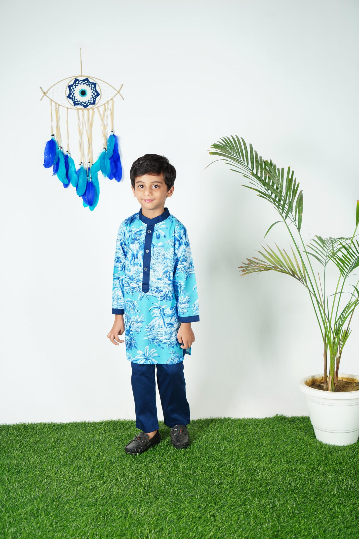 Blue Printed kurta Pant