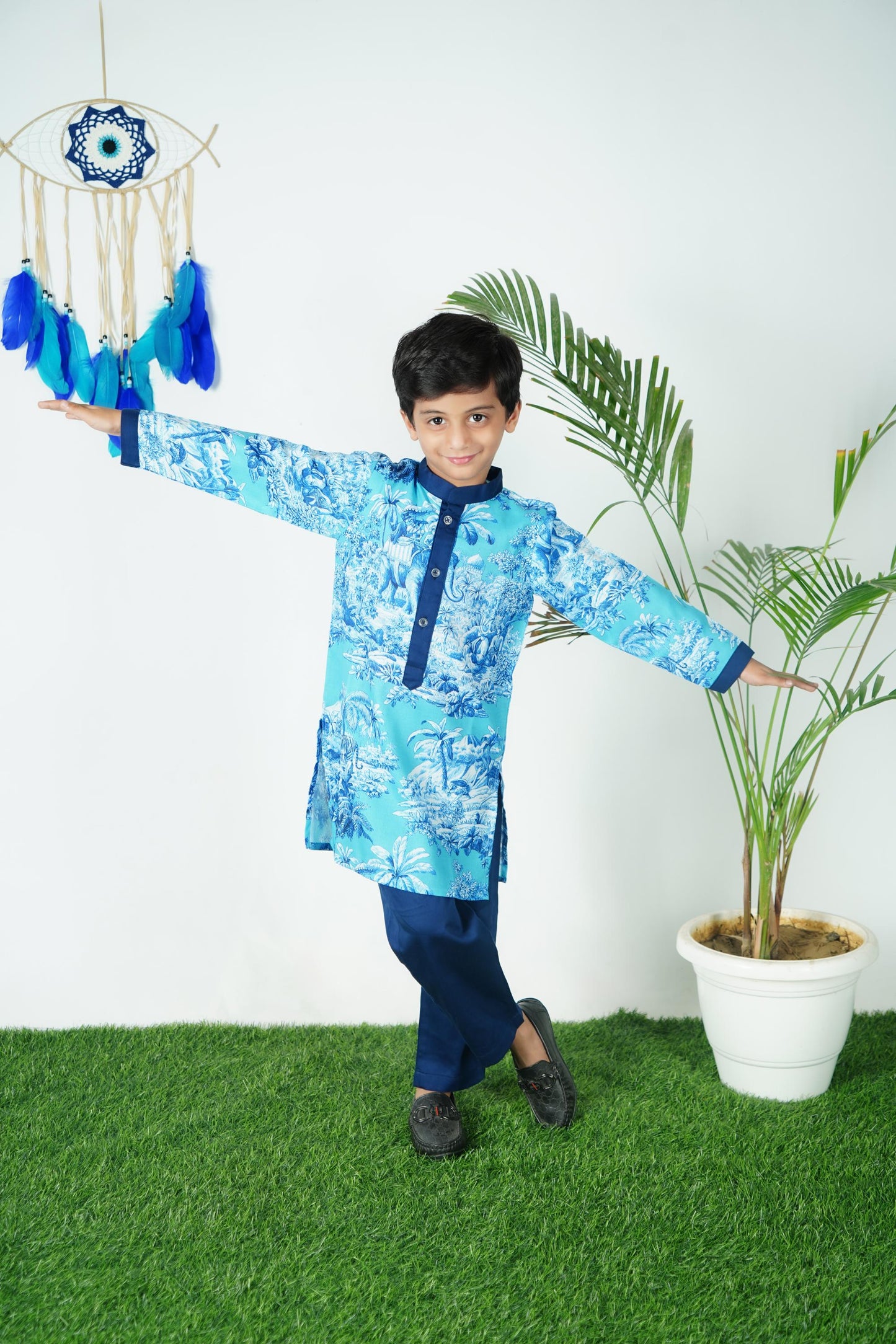 Blue Printed kurta Pant