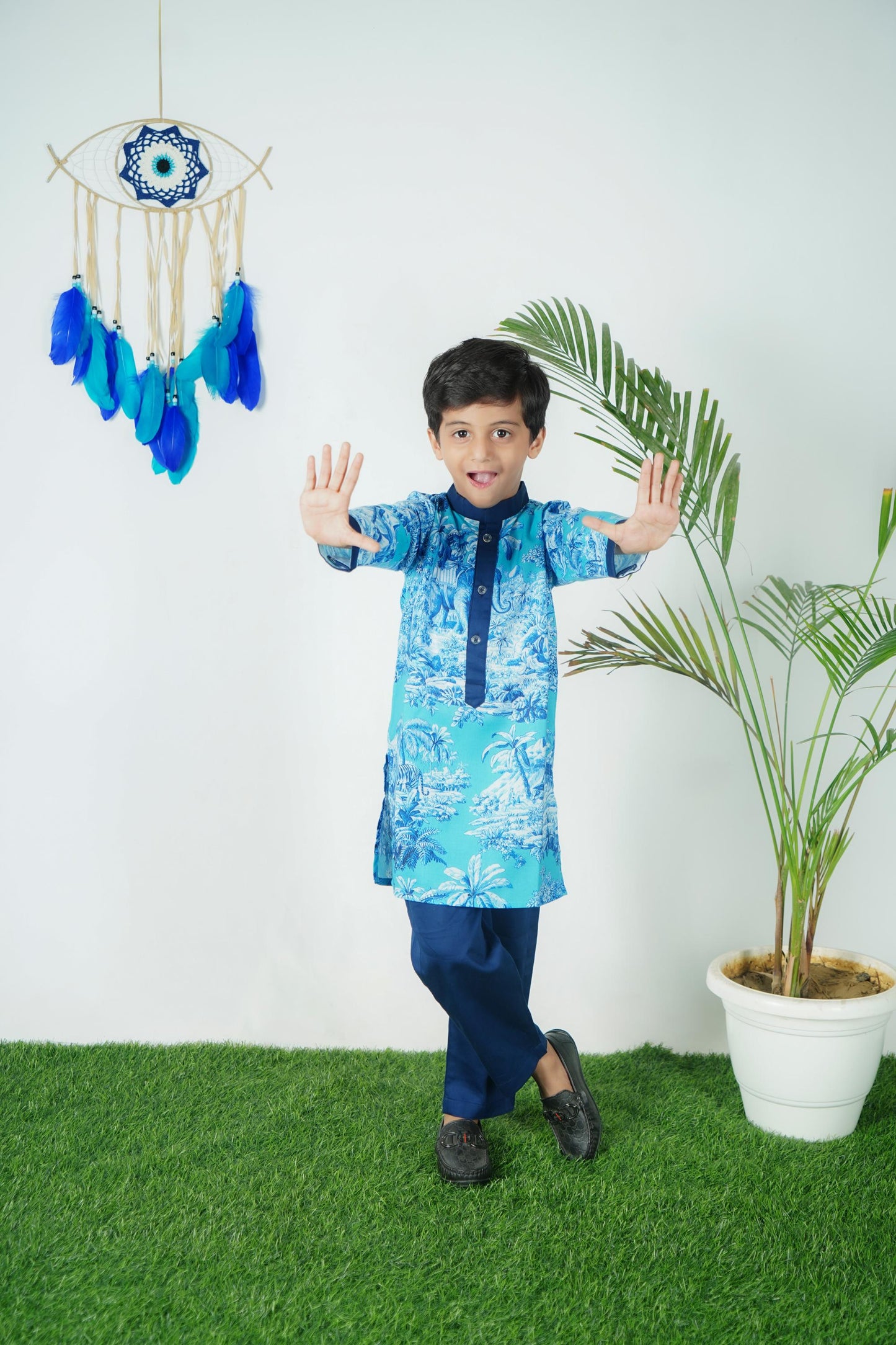 Blue Printed kurta Pant