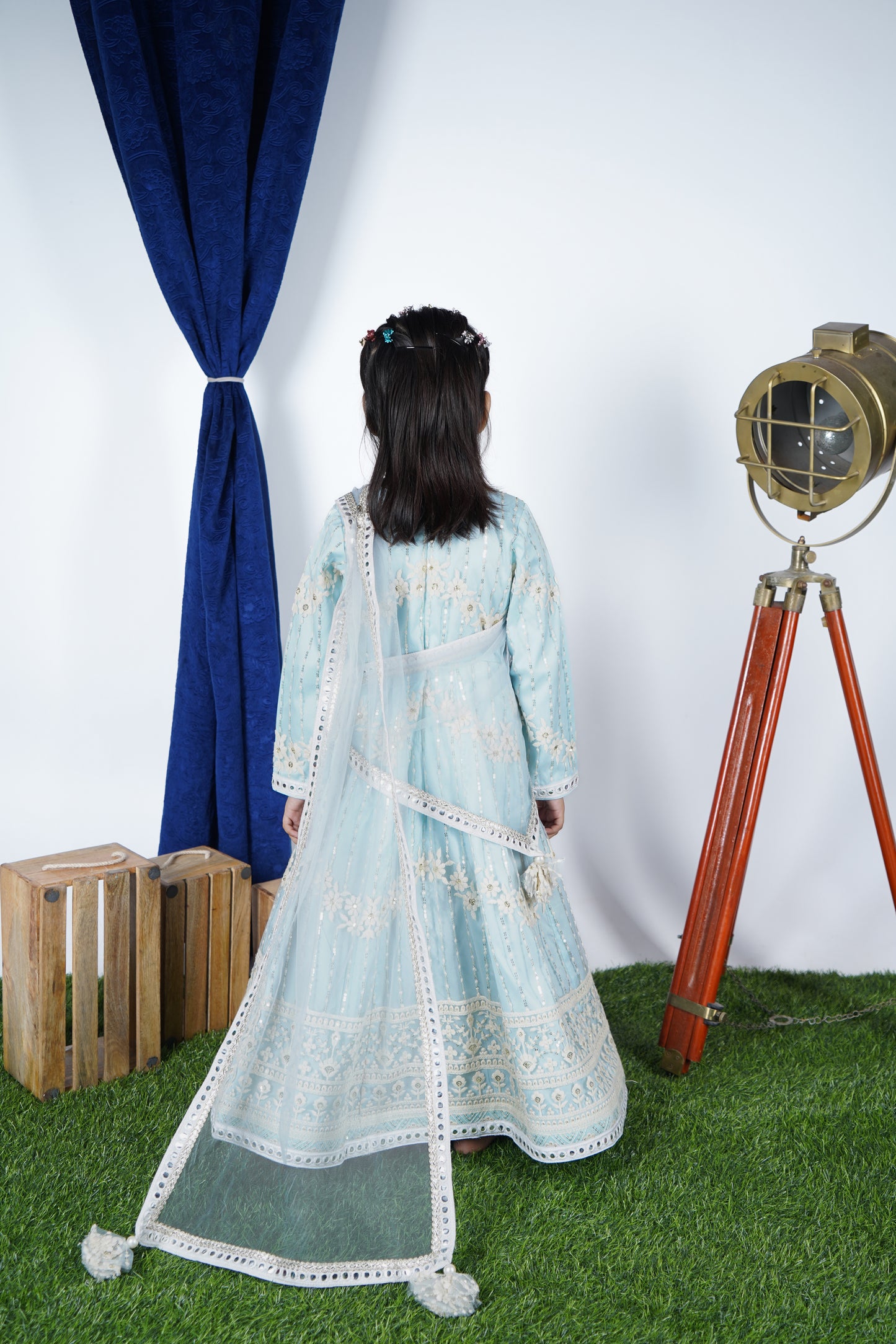 Sky Blue Embroidery Anarkali