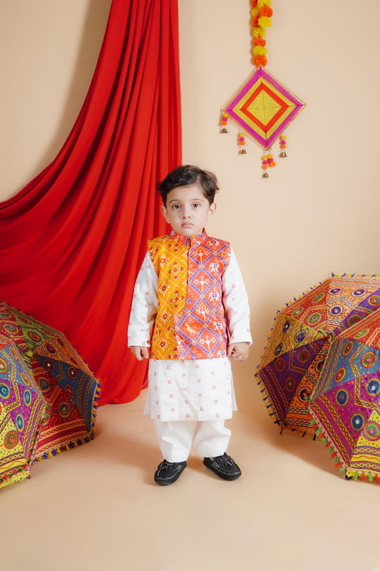 Multicolour Jacket Red Chanderi Red Buti Kurta Pant