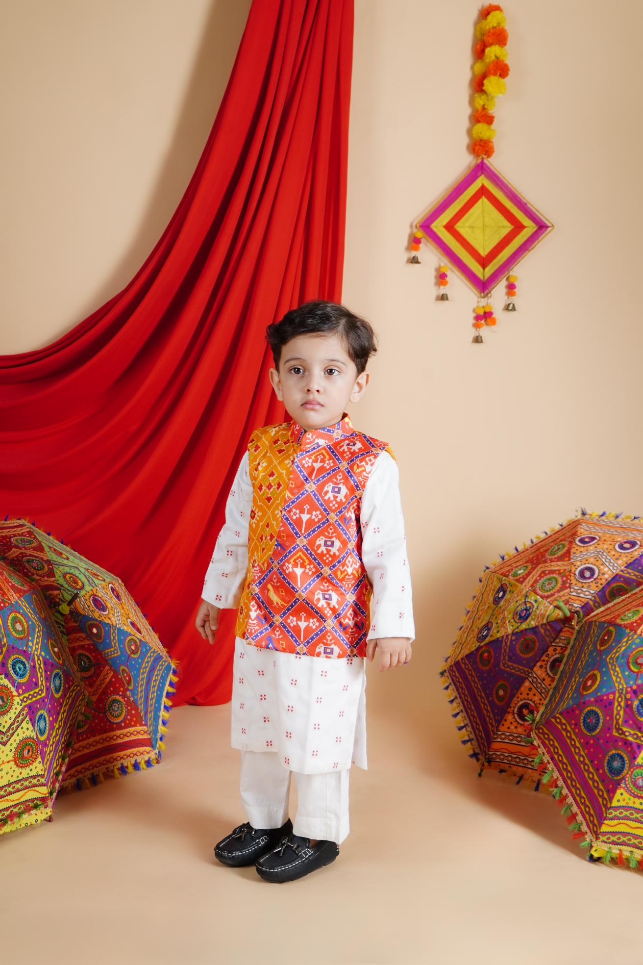 Multicolour Jacket Red Chanderi Red Buti Kurta Pant