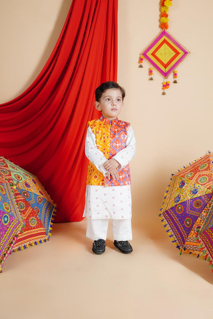 Multicolour Jacket Red Chanderi Red Buti Kurta Pant