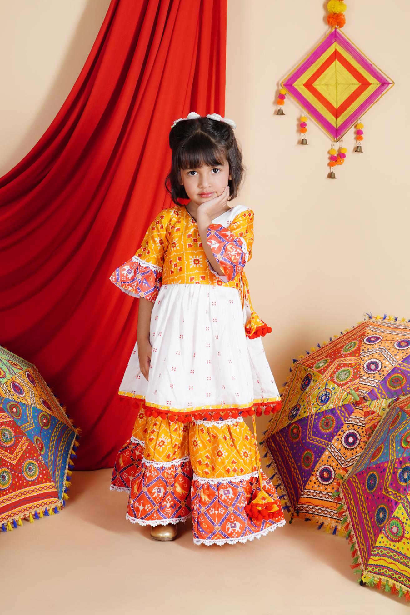 Multicolour Chanderi Kurti Sharara