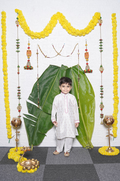 Pink White Chanderi Kurta Pant