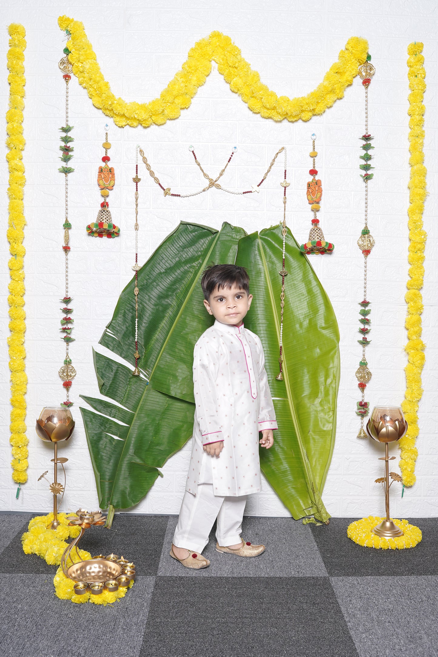 Pink White Chanderi Kurta Pant