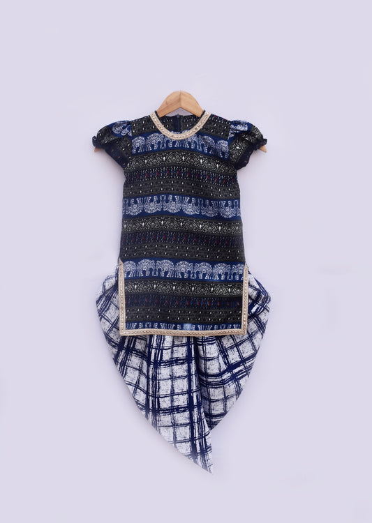 Printed Kurti With Printed Dhoti