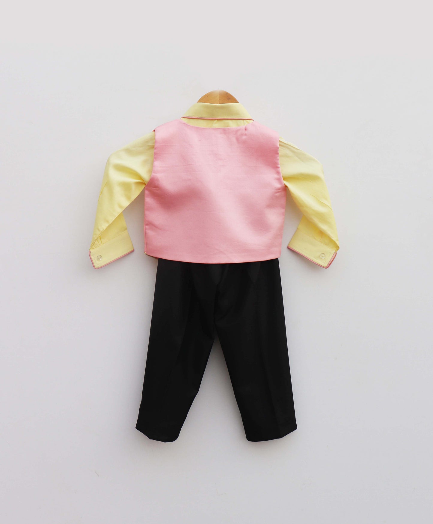 Pink Waist Coat With Yellow Shirt And Pant