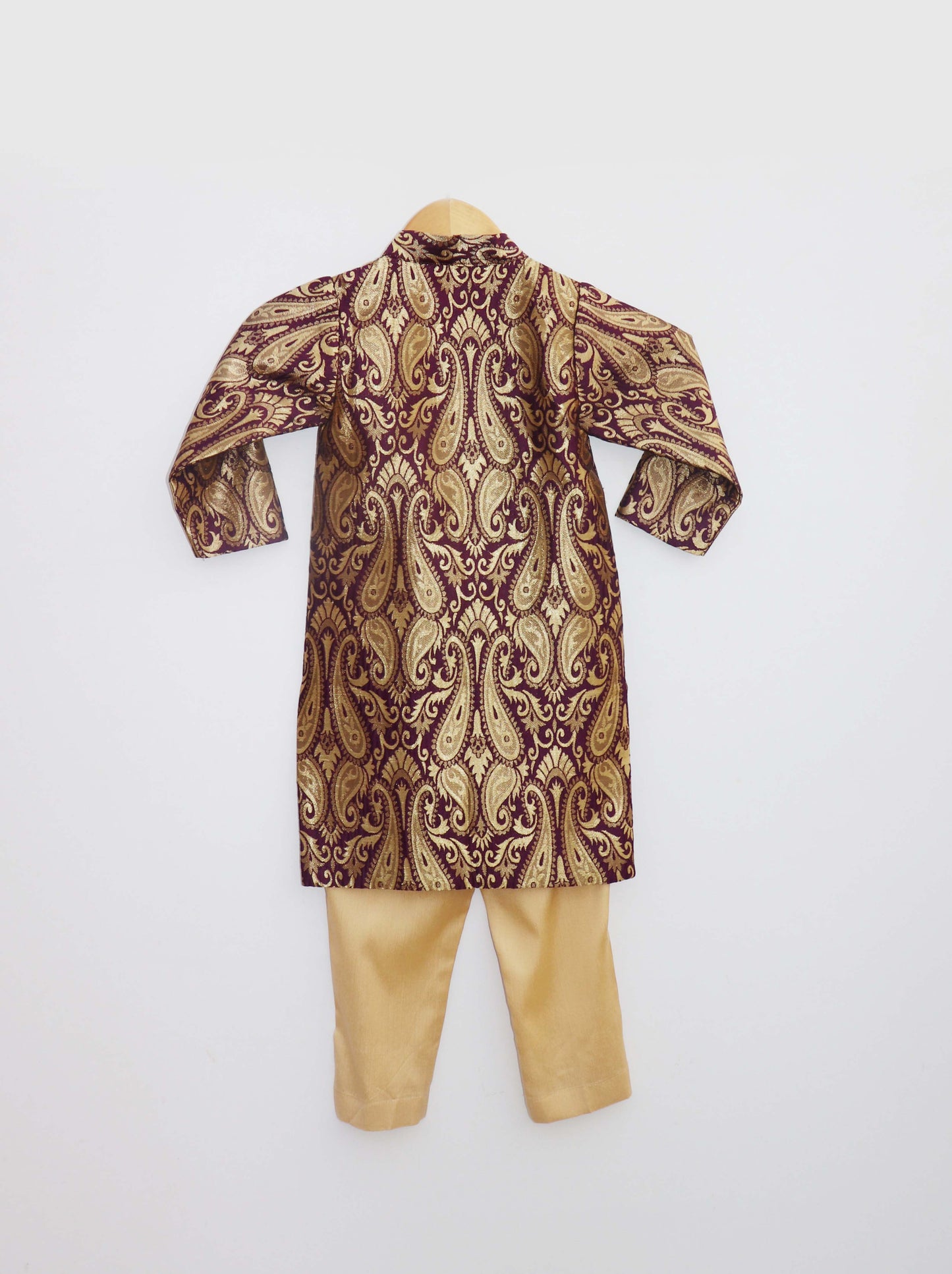 Purple Brocade Ajkan with Pant