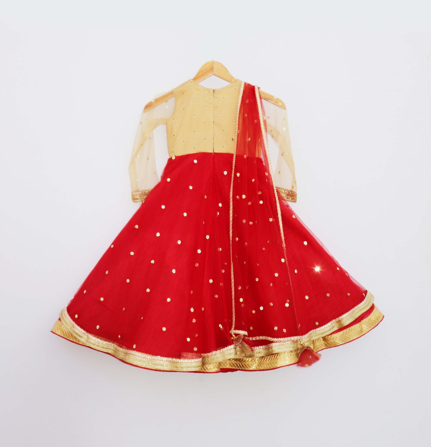 Gold And Red Sequence Anarkali