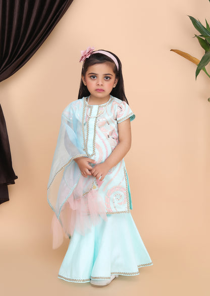 Aqua Blue  Kurti Sharara