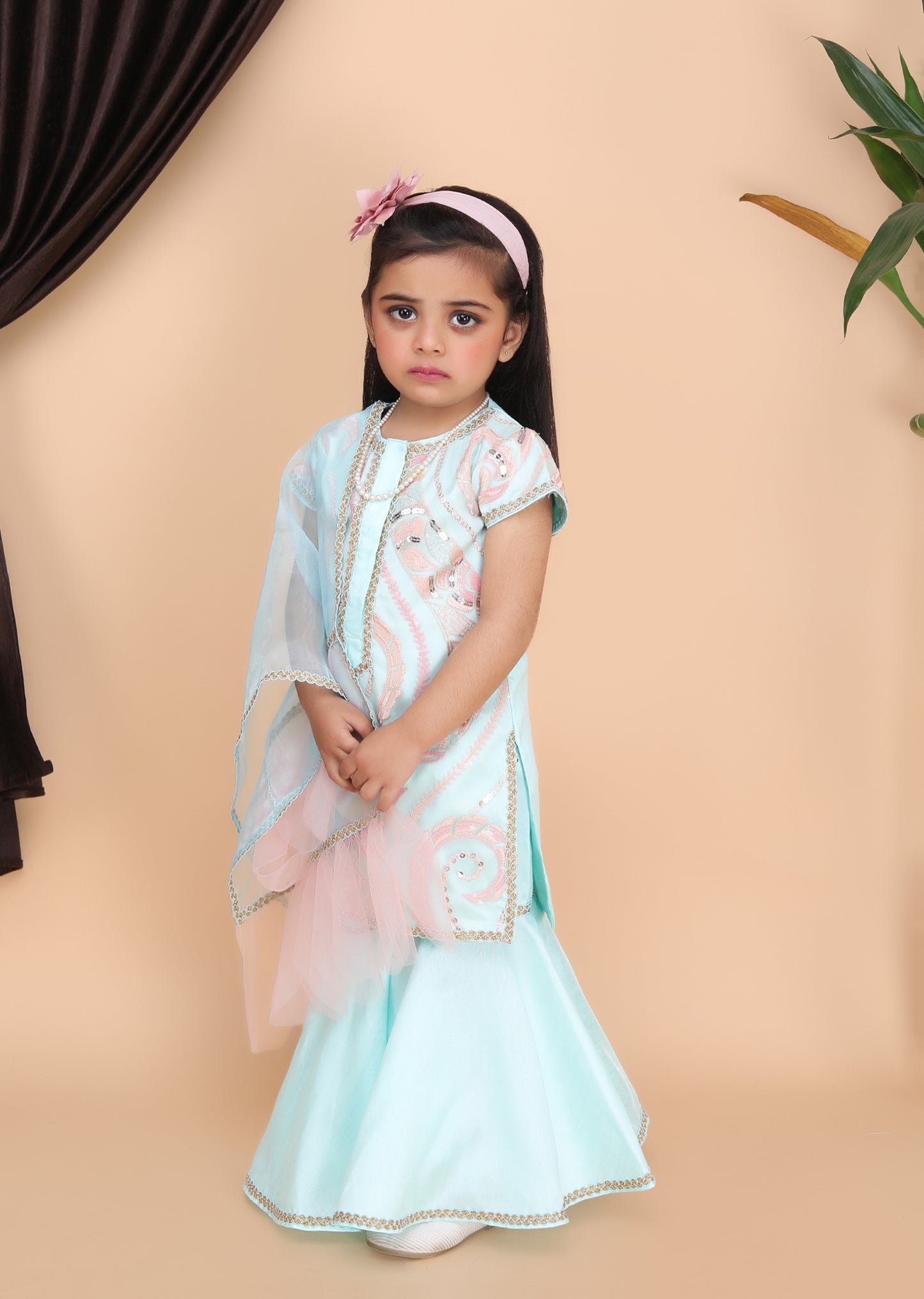 Aqua Blue  Kurti Sharara