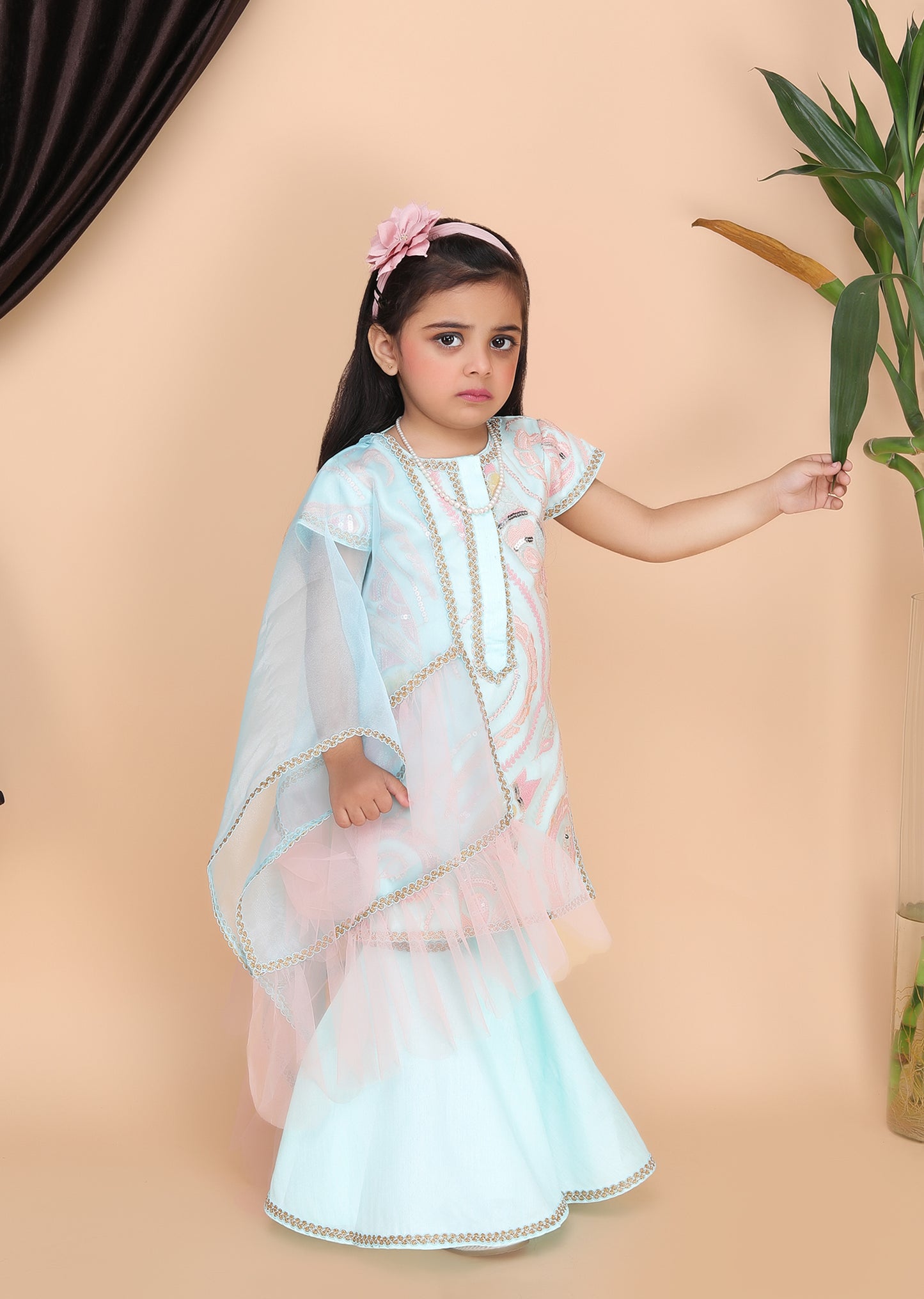 Aqua Blue  Kurti Sharara