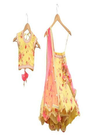 Printed Yellow Lehnga  Choli