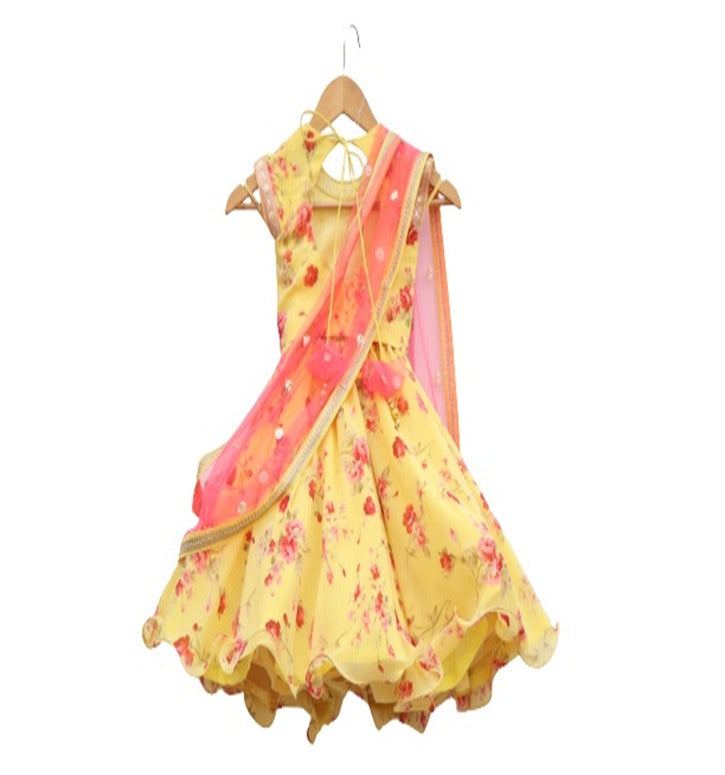 Printed Yellow Lehnga  Choli