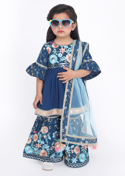 Blue Kurti Sharara