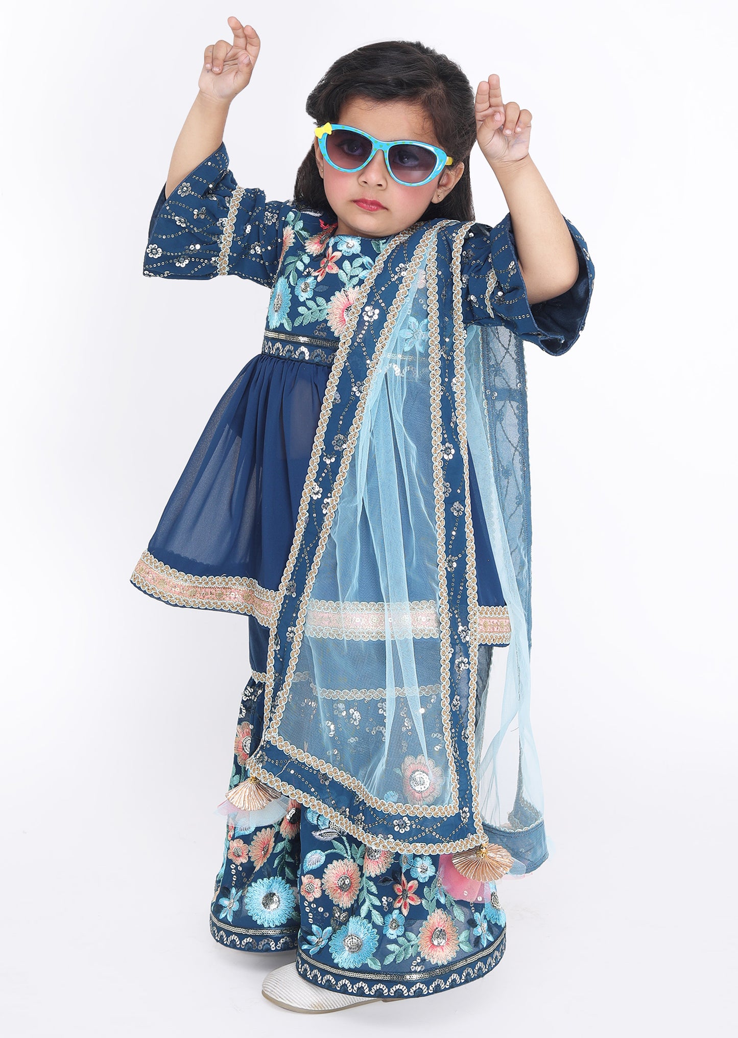 Blue Kurti Sharara