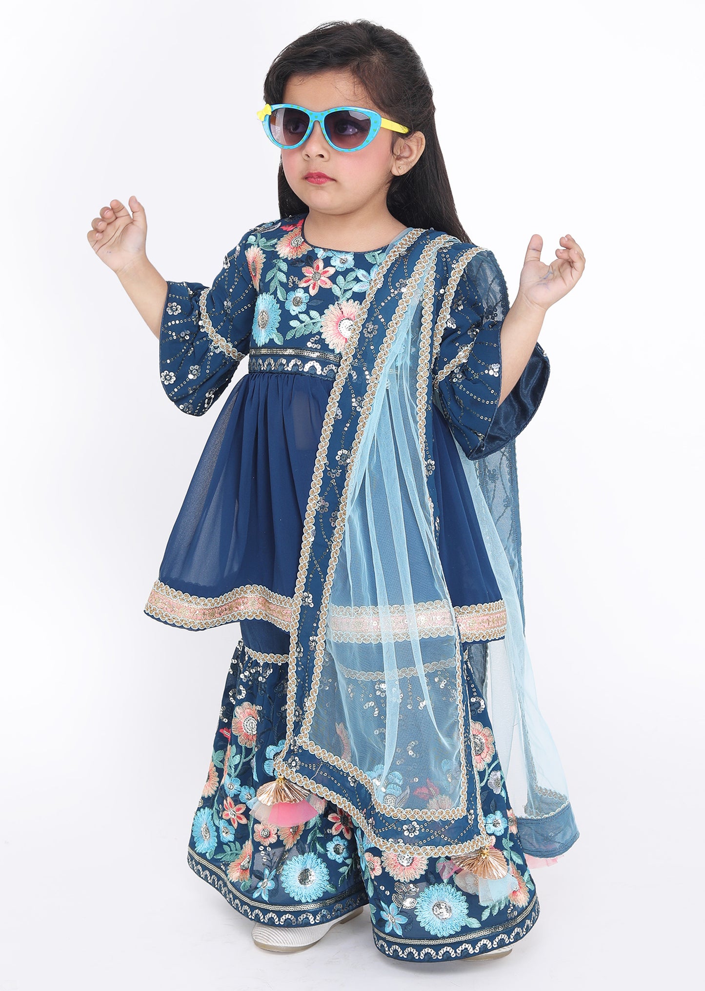 Blue Kurti Sharara