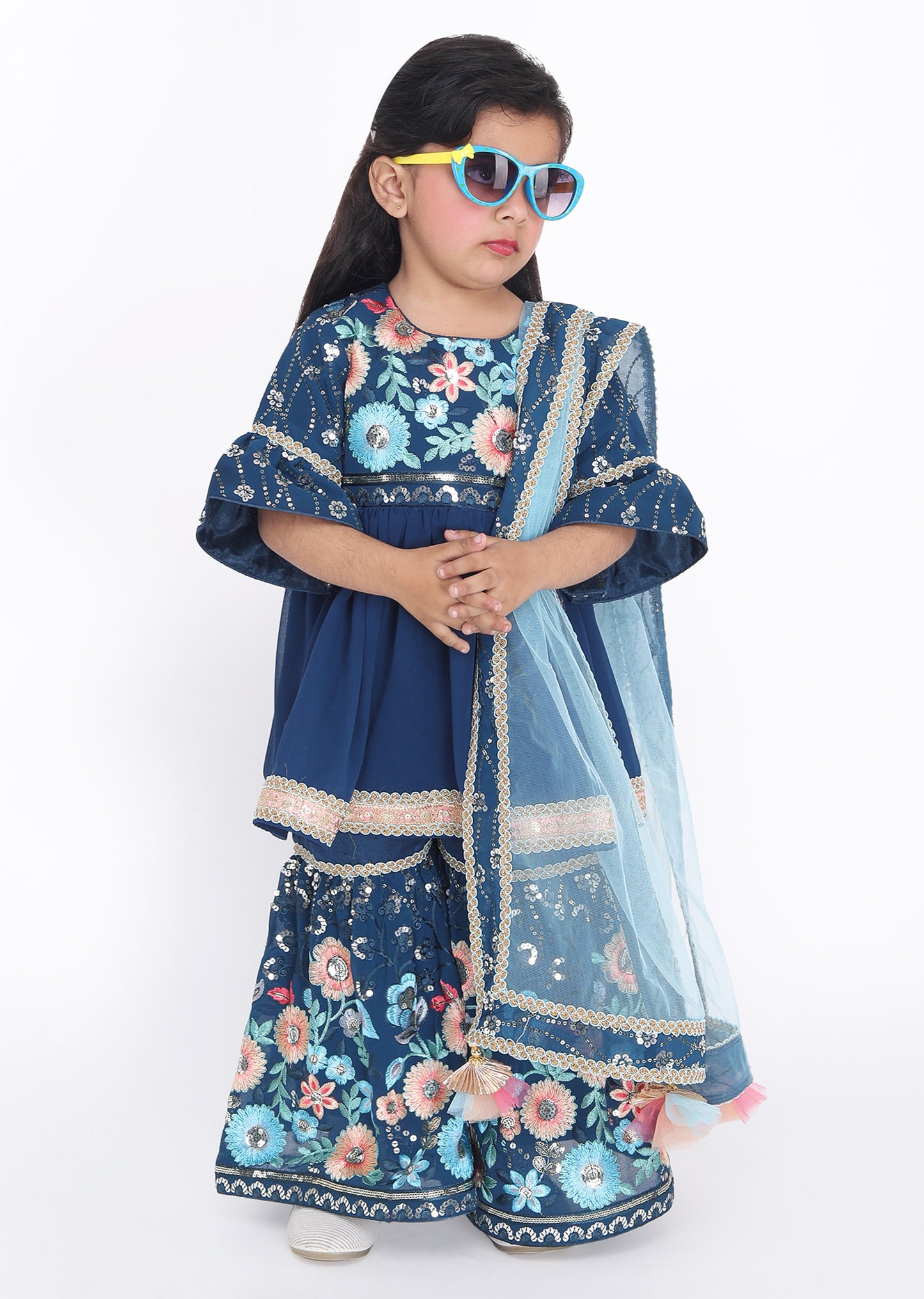 Blue Kurti Sharara