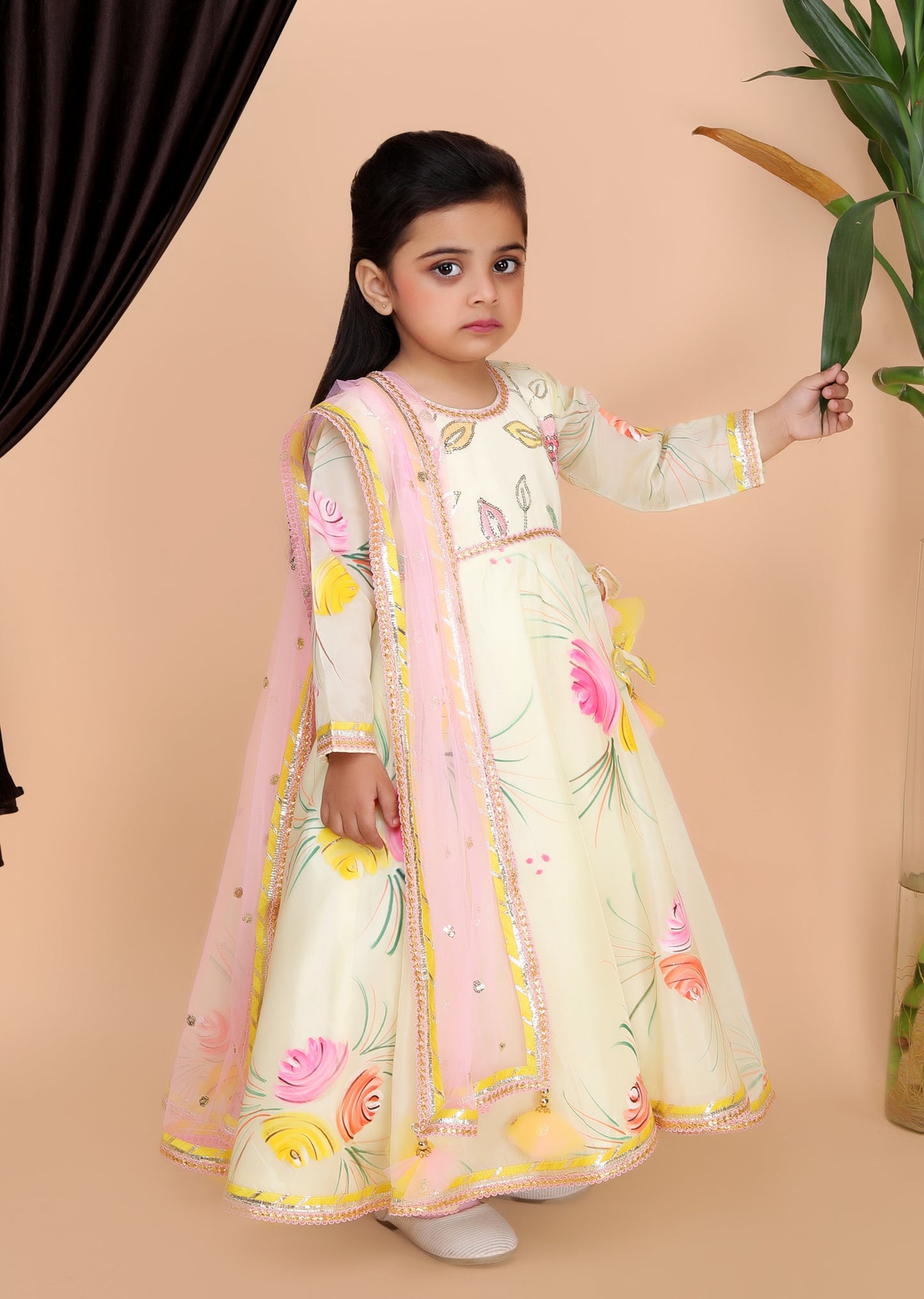 Lemon Yellow Embroidery Anarkali