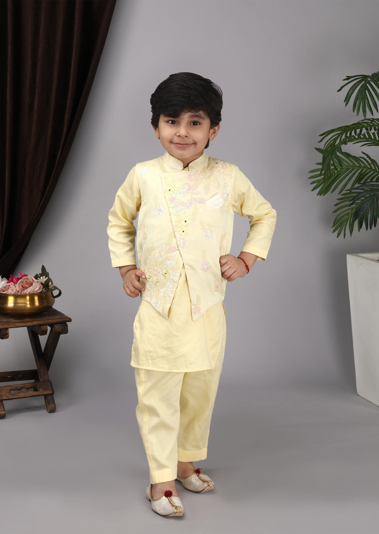 Yellow Kurta Yellow Nehru Jacket With Pant