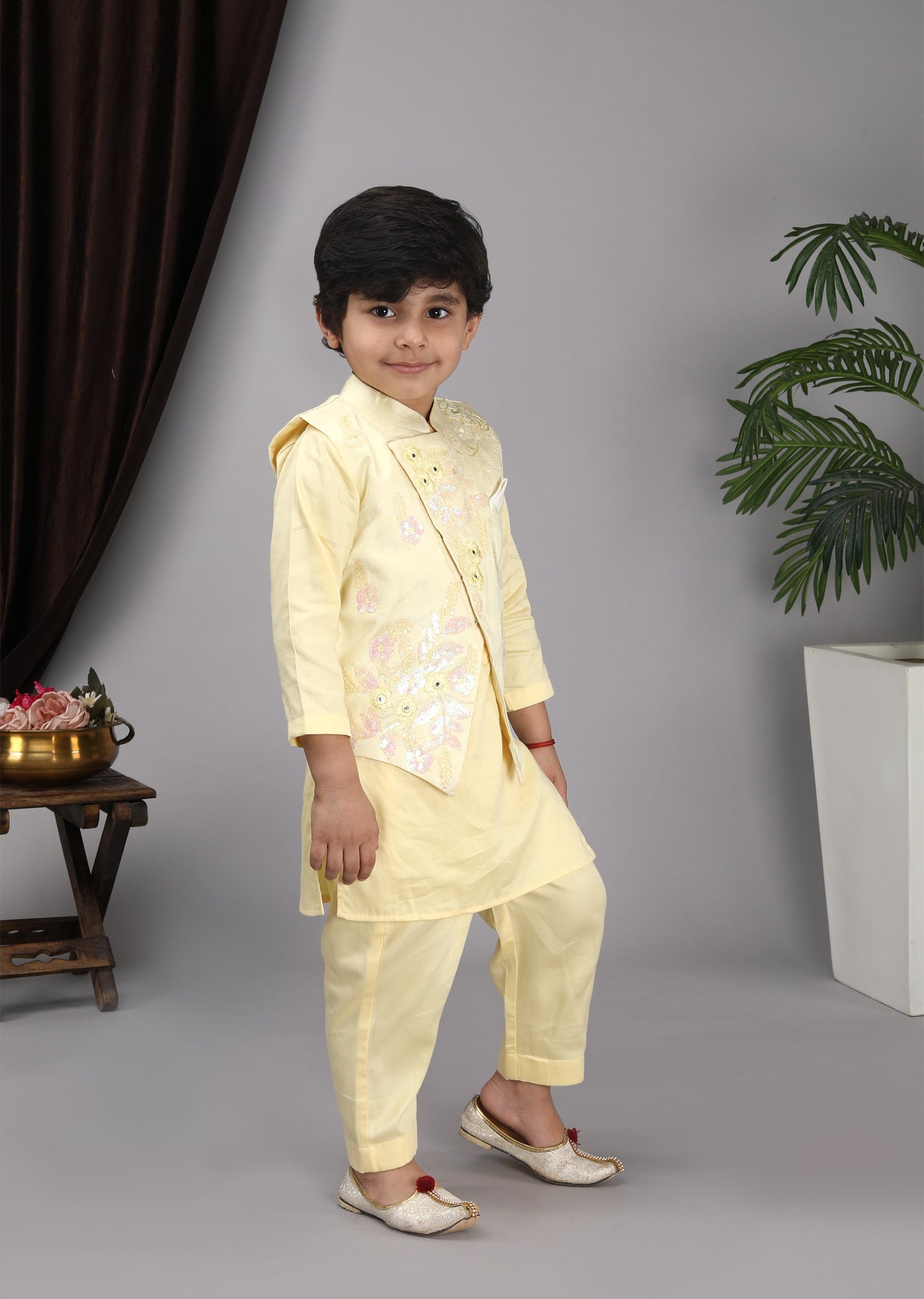 Yellow Kurta Yellow Nehru Jacket With Pant