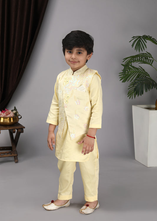 Yellow Kurta Yellow Nehru Jacket With Pant