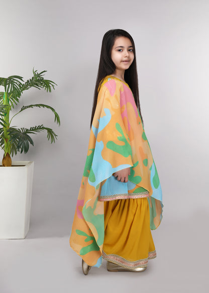 Multicolor Kurti Mustard Sharara