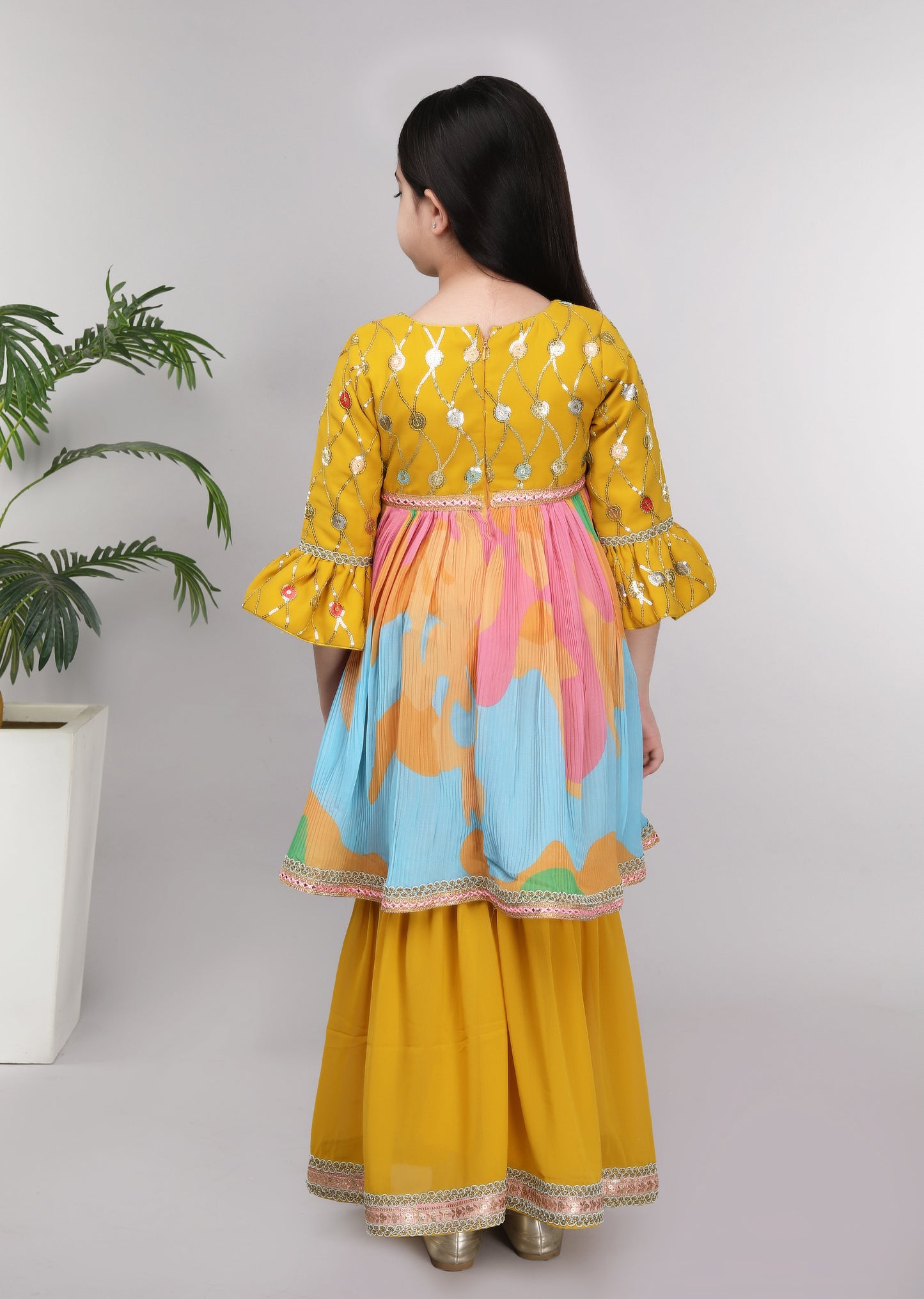 Multicolor Kurti Mustard Sharara