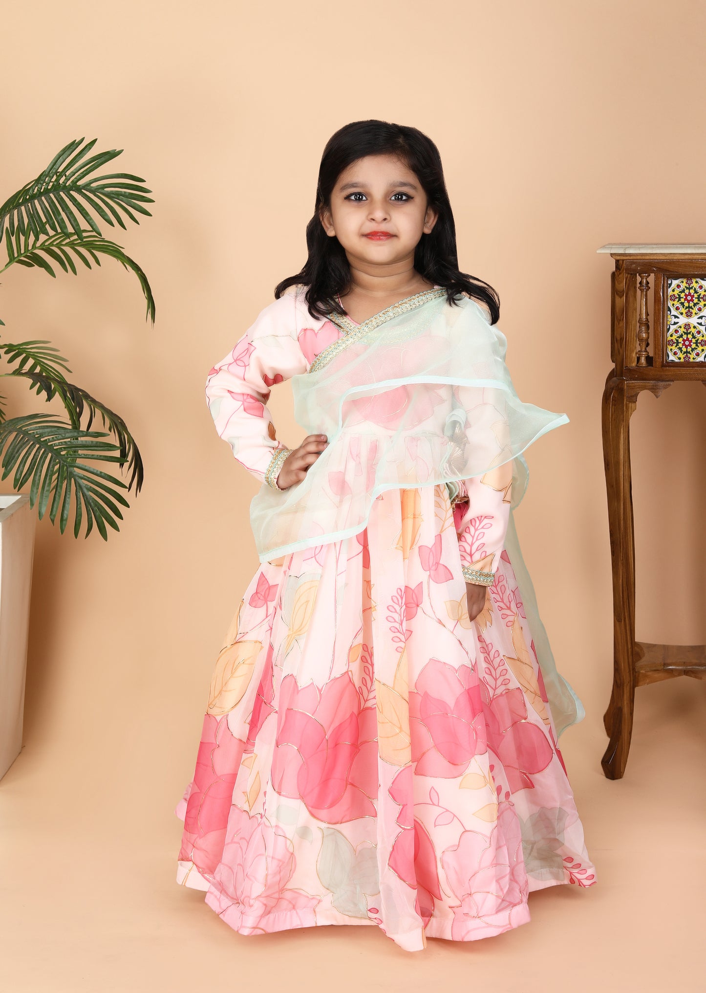 Pitch Printed Anarkali With Dupatta