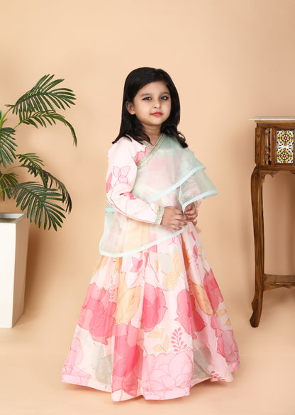 Pitch Printed Anarkali With Dupatta