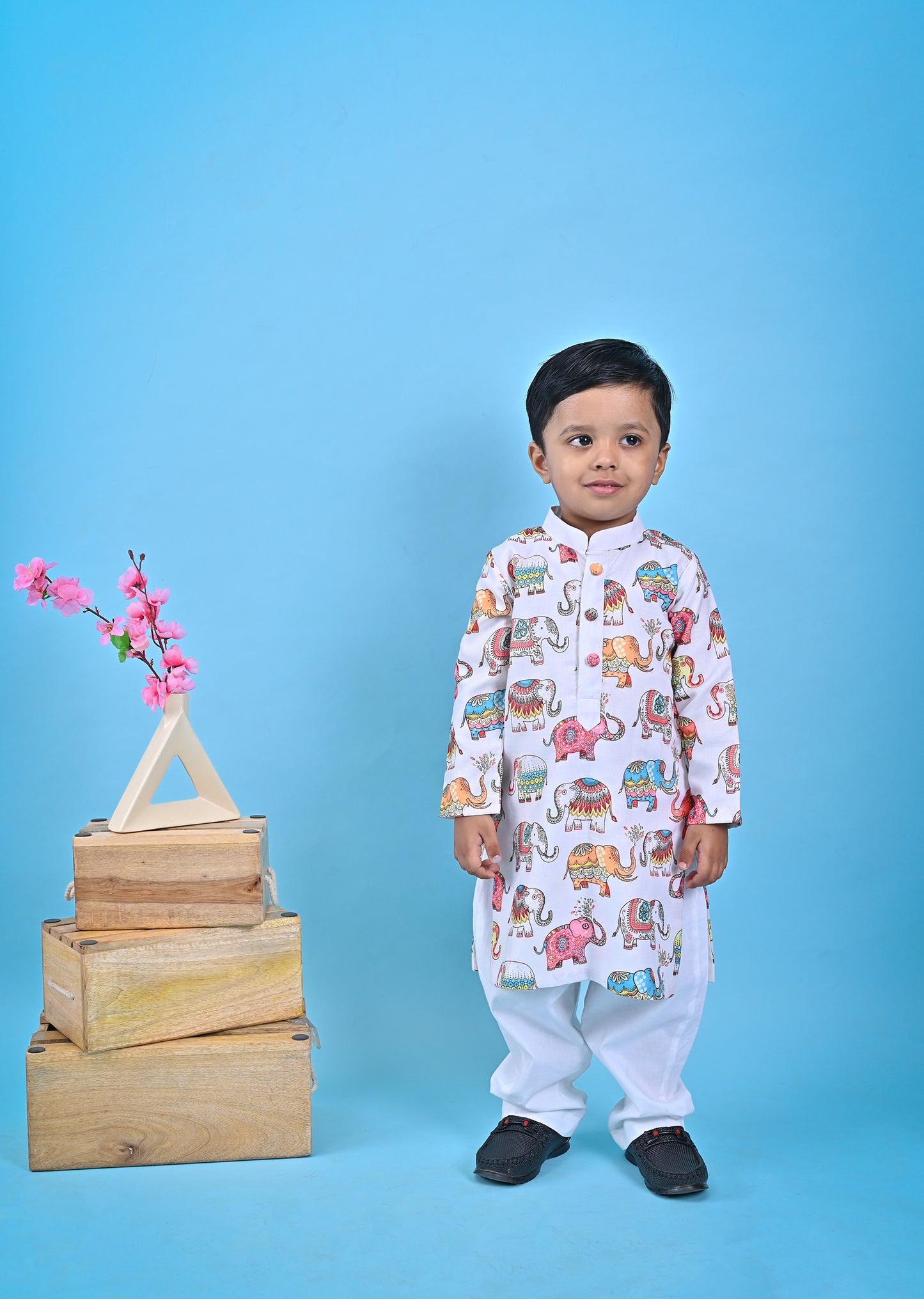 Elephant Print Kurta Chudidar