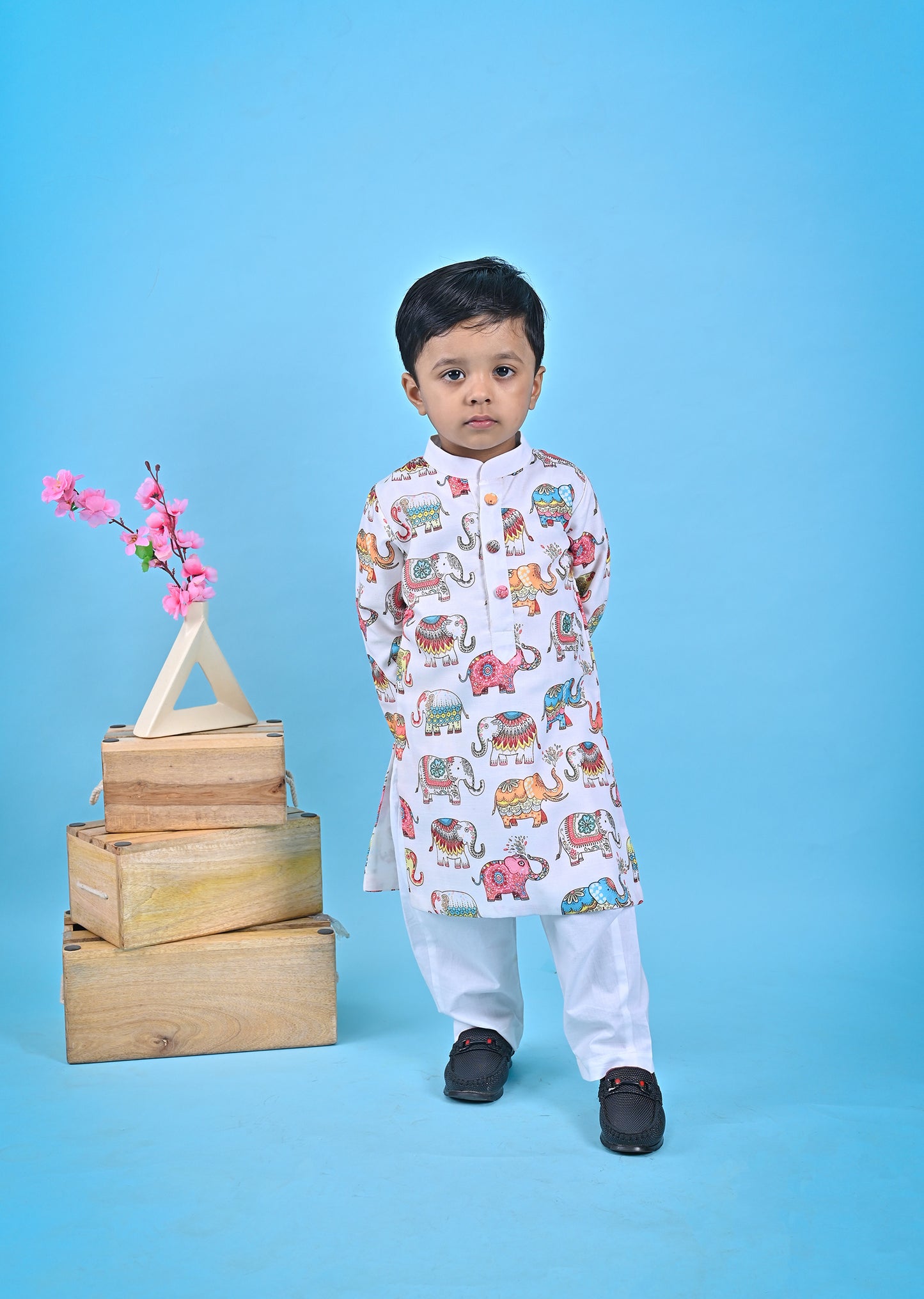 Elephant Print Kurta Chudidar